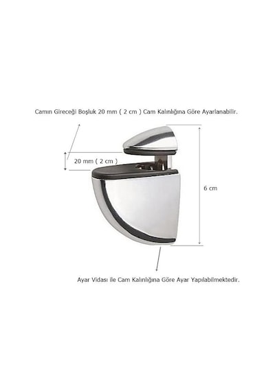 Pelikan Cam Raf Tutucu Etejer Parlak Krom Metal Kırılmaz