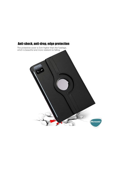 Xiaomi Pad 6 İçin Kılıf 360 Rotating Stand Deri Kırmızı Pad 6 İle Uyumlu Kılıf - Kırmızı