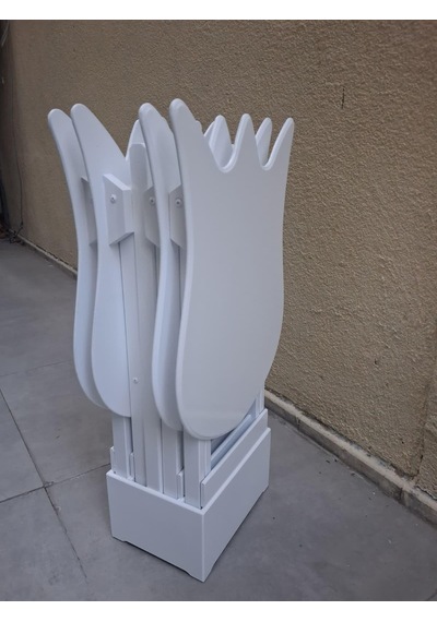 Zigon Çanta 90539 Lale Model Dörtlü Takım Ahşap Mdf Beyaz Renk El Yapım Beyaz
