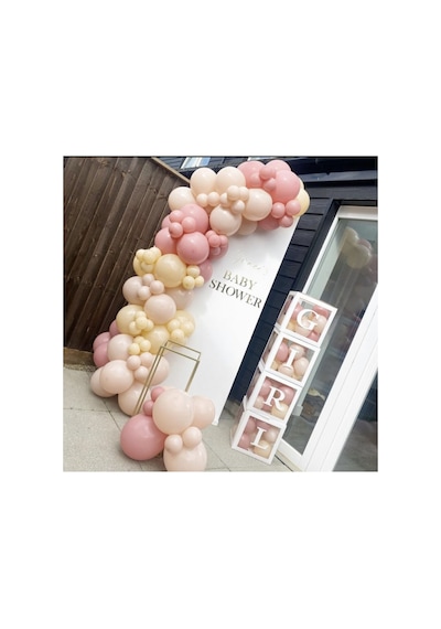 Pastel Balon Zinciri Sütlü Kahve Toz Pembe Ve Deniz Kumu 100 Adet Mix