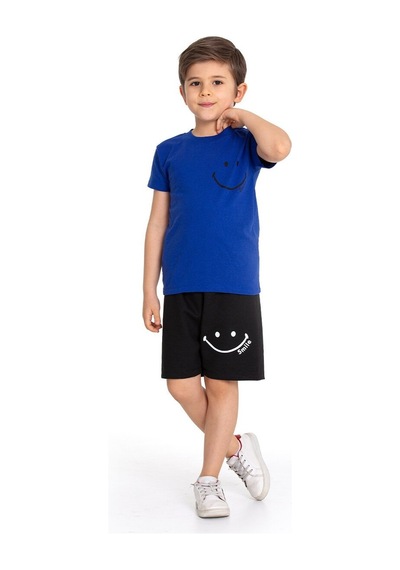 Koyu Mavi Smile Baskılı 2-8 Yaş Takım 2015-3 Koyu Mavi