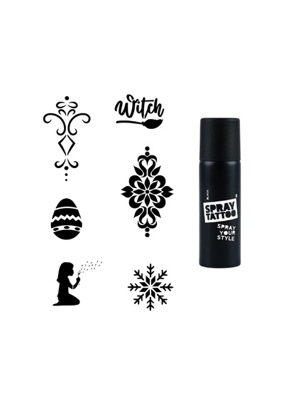 Mandala Ve Kar Tanesi Spray Tattoo Geçici Dövme Seti Dark Siyah Sprey