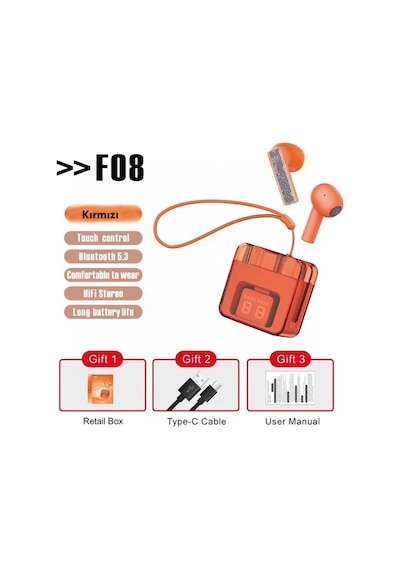 Karler Bass F08 Dijital Şarj Göstergeli Tws Bluetooth Kulaklık