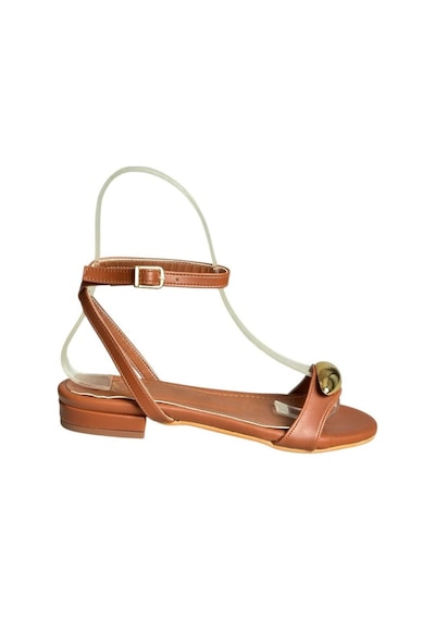 Fox Shoes U726017209 Taba Alçak Topuklu Kadın Sandalet Taba-suni Deri