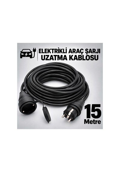 Elektrikli Araç Şarj Cihazları İçin Uzatma Kablosu 3x2.5mm %100 Tam Bakır 15 Metre