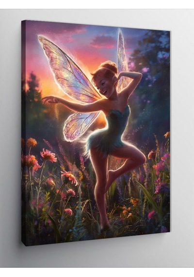 Kanvas Tablo Kanatlı Peri Kızı Ve Çiçek 100cmx140cm