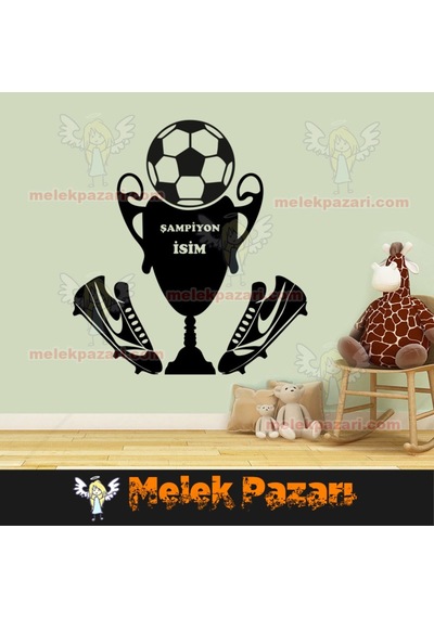 İsim Yazılabilir Şampiyon Futbol Duvar Sticker