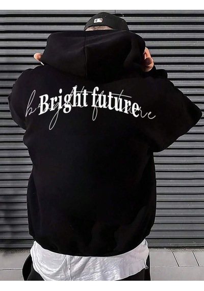 Kapüşonlu Oversize Sweatshirt Siyah Bright Future Siyah
