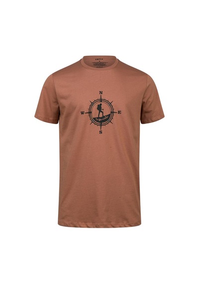 2as Alex Baskılı Erkek Sıfır Yaka T-shirt Kahve