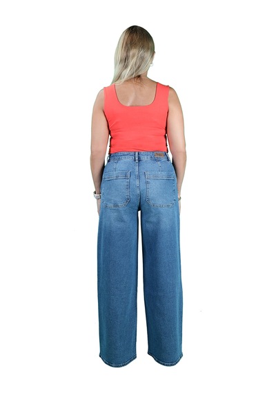 Orta Mavi Geniş Paça Jeans Orta Mavi