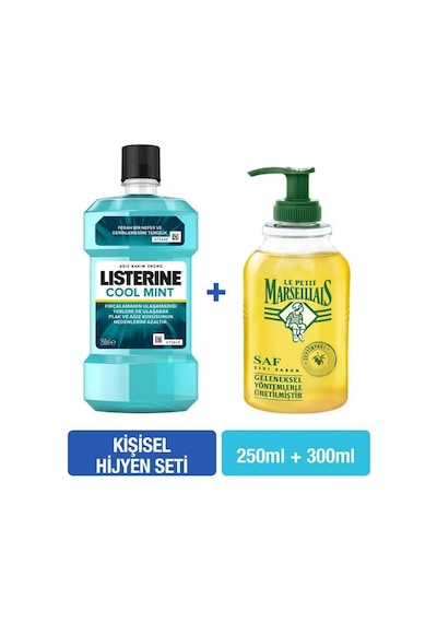 Listerine Cool Mint 250 ML + Le Petit Marseillais Zeytinyağı Yağı Saf Sıvı Sabun 300 ML