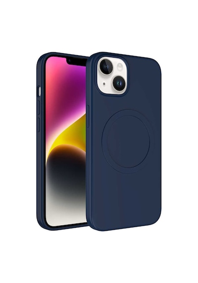 Zore Apple Uyumlu iPhone 14 Plus  Magsafe Wireless Şarj Özellikli Pastel Renk Silikon Pl Lacivert