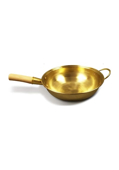 Bakır Wok Pan 36cm El Yapımı Çin Stir Fry Pan Geleneksel Pişirme Potası Diğer