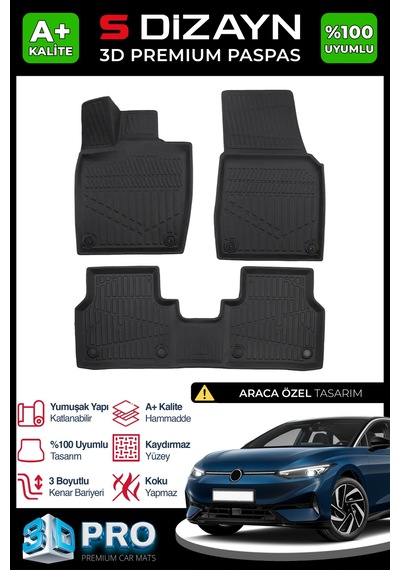 S-dizayn Vw Id7 3d Pro Havuzlu Paspas 2025 Üzeri A+ Kalite