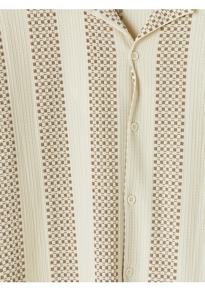 Lcw Vision Bej Regular Fit Desenli Erkek Gömlek