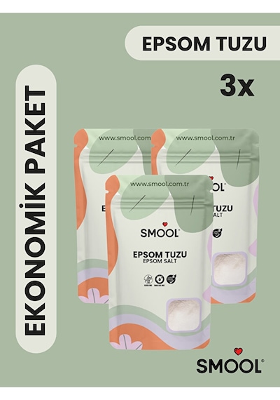 Smool Epsom Tuzu X3 1000 Grx3 , Ingiliz Tuzu, Magnezyum Sülfat, Katkısız, Doğal 3 Kg
