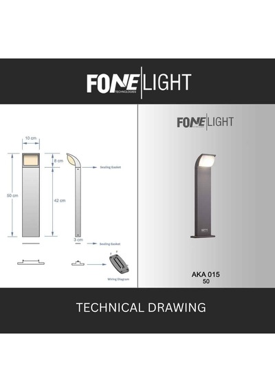Naja Led Bahçe Aydınlatma Direği 500 Mm Ip65 Alüminyum Dış Mekan Bahçe Lambası 9w 3000k Peyzaj Aydınlatma Yürüyüş Yolu Villa Park Bollard Aydınlatma Antrasit 30x100x500 Mm