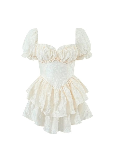 Fashion Cocktail Orta Çağ Kabarık Balon Kol Kabartma Kumaş Süper Mini Tütü Prenses Elbise Krem Krem Fashion Cocktail Orta Çağ Kabarık Balon Kol Kabartma Kumaş Süper Mini Tütü Prenses Elbise Krem Krem