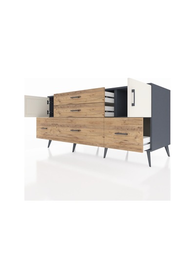 Kronos Konsol 2 Raflı 5 Çekmeceli 2 Kapaklı 176x59x83 Antrasit-aytaşı/çam Aytaşı/çam Kronos Konsol 2 Raflı 5 Çekmeceli 2 Kapaklı 176x59x83 Antrasit-aytaşı/çam Aytaşı/çam