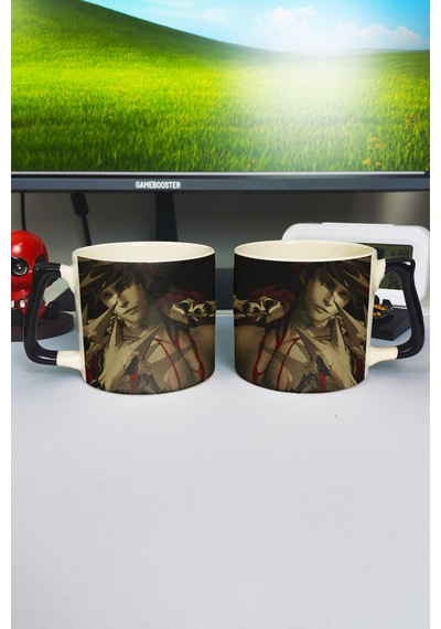 Hades Baskılı Seramik Lüks Kupa 1 Adet Özel Siyah Kulp Dalga Kulp V3d Çok Renkli