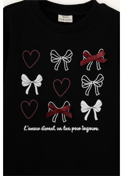 Defacto Oversıze Desenli Sweatshırt Kız Bebek G8109a526spbk81 Siyah-bk81