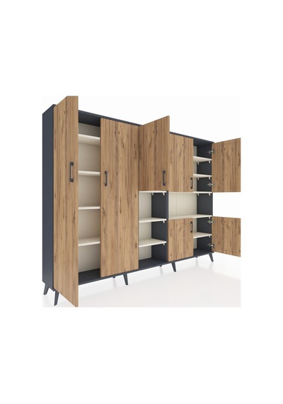 Arges Dolap 13 Raflı 7 Kapaklı 220x30x163 Antrasit-çam/aytaşı Atlas Çam/aytası - Antrasıt Arges Dolap 13 Raflı 7 Kapaklı 220x30x163 Antrasit-çam/aytaşı Atlas Çam/aytası - Antrasıt