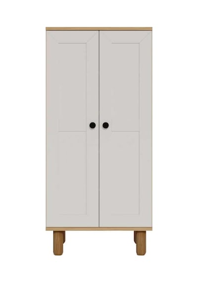 Ayka 2 Kapaklı 5 Raflı ve Çok Amaçlı Dolap Beyaz - Ceviz 129x60x37 cm