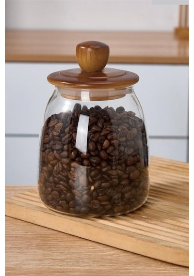 Morponi 3 Adet Akasya Kapaklı Herry Borosilikat Konik Cam Kavanoz 950 Ml Amber