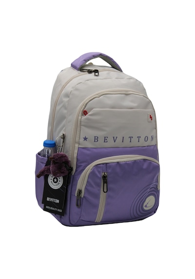 Bevitton Özel Su İtici Kumaş Unisex Bej-lila Okul Çantası 34400