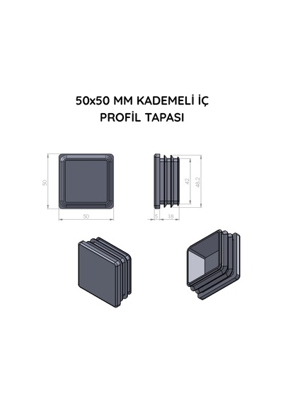 Cateksss 50x50 Mm Profil İçin Kademeli İçe Geçme Profil Tapası, Profil Kapak, Profil Tapa Beyaz - 35 Li Paket