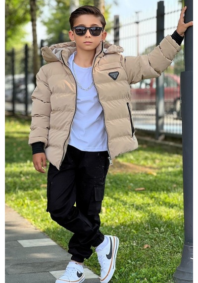 Pina Kids Erkek Çocuk Çıkarılabilir Kapüşonlu Su Geçirmez Nova Kışlık Mont Km4012 Camel