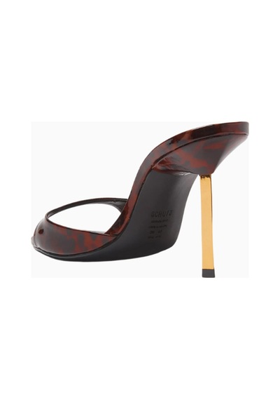 Schutz Open-toe 87 Parlak Patent Deri, Ince Bantlı Ve Metalik Topuklu Sandalet Kahverengi