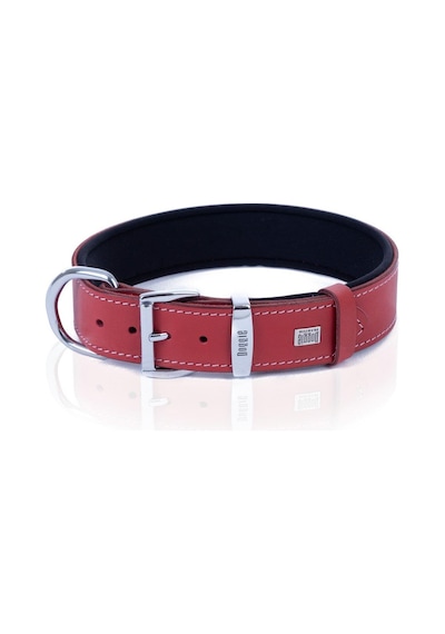 Doggie Gerçek Deriden El Yapımı Pati Desenli Köpek Boyun Tasması 3x42-50 CM Kırmızı