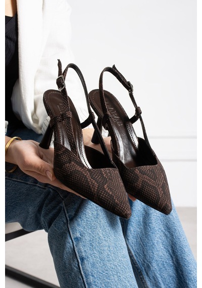 Dabab Shoes Snape Kadın Acı Kahve Yılan Desenli Sivri Burun 7 Cm Topuklu Slingback Ayakkabı Kahverengi Dabab Shoes Snape Kadın Acı Kahve Yılan Desenli Sivri Burun 7 Cm Topuklu Slingback Ayakkabı Kahverengi