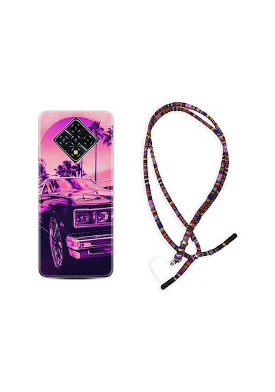 Infinix Zero 8 Kılıf Rasta Boyun Askılı Mor Araba 17Mate10Lite