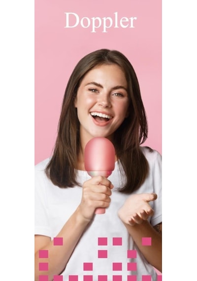 Doppler Rainbow Pembe Karaoke Mikrofonu Ledli Ses Değiştirme Özellikli Işıklı Yeni