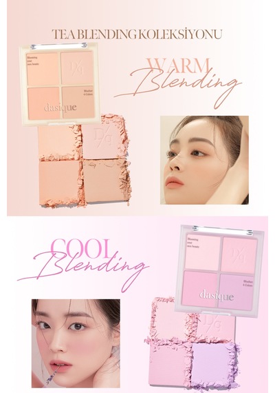 Dasique Karıştırılabilir Renklere Sahip 4 Lü Allık Paleti Blending Mood Cheek 02 Cool Blending 02 Cool Blending