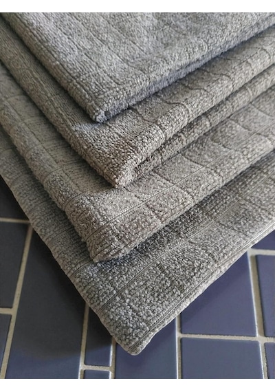 4'lü Havlu Seti - Mikrofiber Süper Emici Çok Amaçlı Bez 40x40 Cm Gri