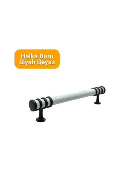 50 Adet Halka Boru Siyah Beyaz Metal Mobilya Kulpu 128mm Beyaz - Siyah