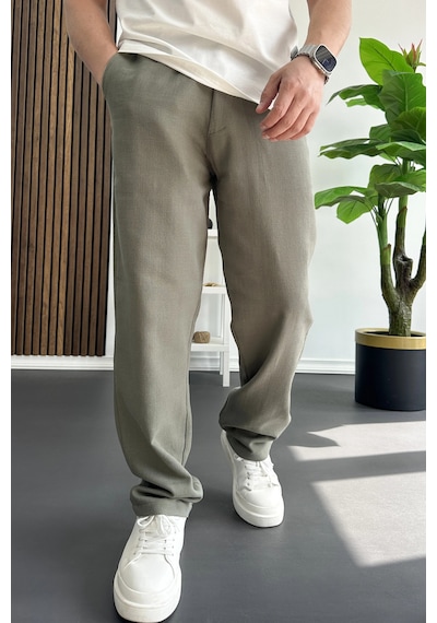 Edwox Erkek Beli Düğmeli Pantolon Yeşil Edw469