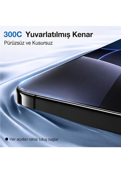 İphone 17 İle Uyumlu 300cc Yeni Nesil Çerçevesiz Tam Kaplayan Ekran Koruyucu Daraltma Yapmaz Large Kavisli