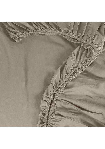 Linestyle Çift Kişilik %100 Pamuk Saten Lastikli Çarşaf 160x200+35 Cm Bej