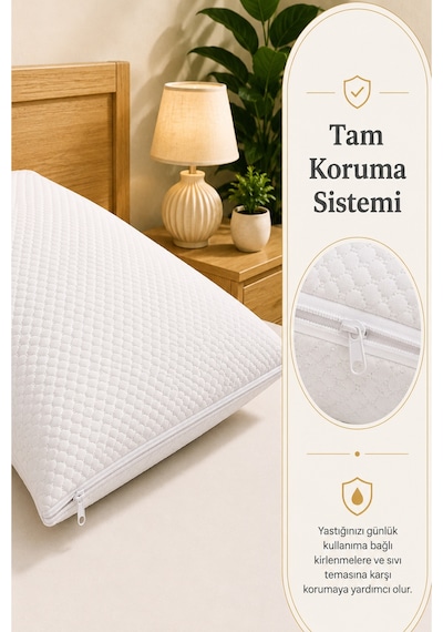4'lü Su Geçirmez Yastık Alezi 50x70 Cm Fermuarlı Yastık Koruyucu Kılıfı Micro Kumaş Terletmez Beyaz Beyaz
