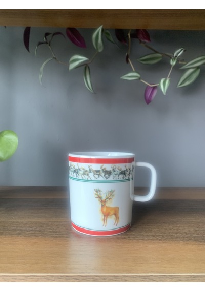 Yeni Yıl-noel Geyik Model Tekli Kupa Çok Renkli