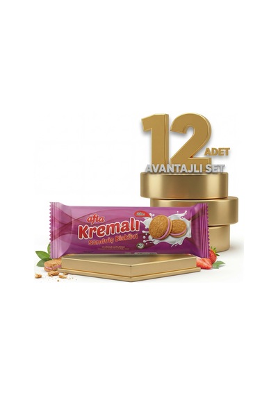 Afia Çilek Kremalı Sandviç Bisküvi 12x60 Gr