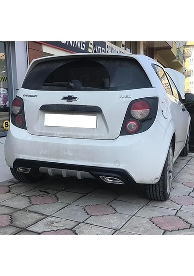 Chevrolet Aveo Hb Uyumlu Difüzör Siyah + Kare Egzoz Görünüm C Tip 2012 - 2016