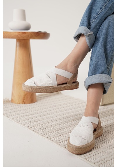 Roof Atelier Rosa Beyaz Triko Espadril Ayakkabı Ayakkabı Beyaz