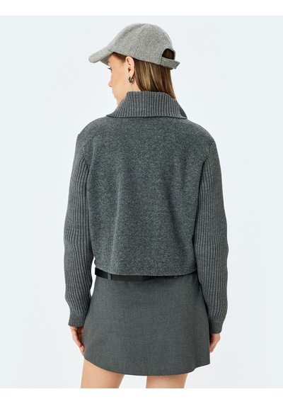 Koton Fermuarlı Slim Fit Dik Yaka Uzun Kollu Sweatshirt Antrasit 5sal10339ık