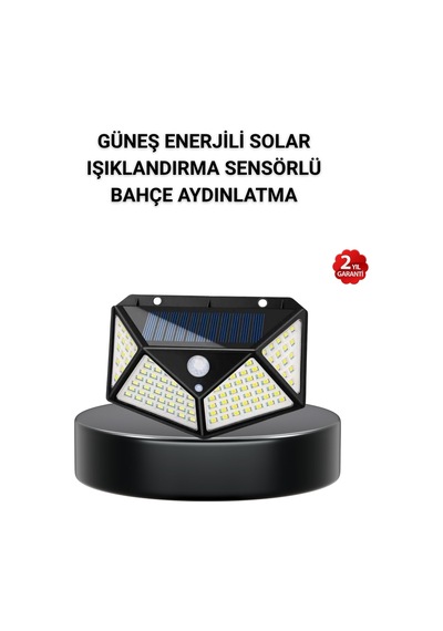 Solar Bahçe Lambası 100 Led Hareket Sensörlü Güneş 100lamba-4393c