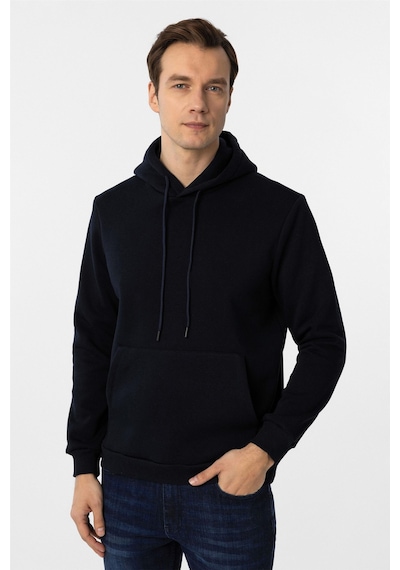 Süvari Lacivert Regular Düz Kapüşonlu Yaka Sweatshirt